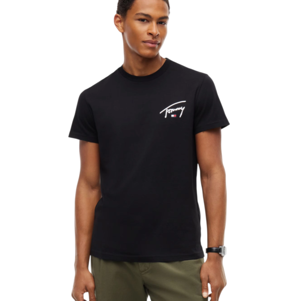 Tommy Hilfiger - Ανδρικό T-shirt Signature Chest Slim Fit DM0DM23550-BDS Μαύρο DM0DM23550-BDS