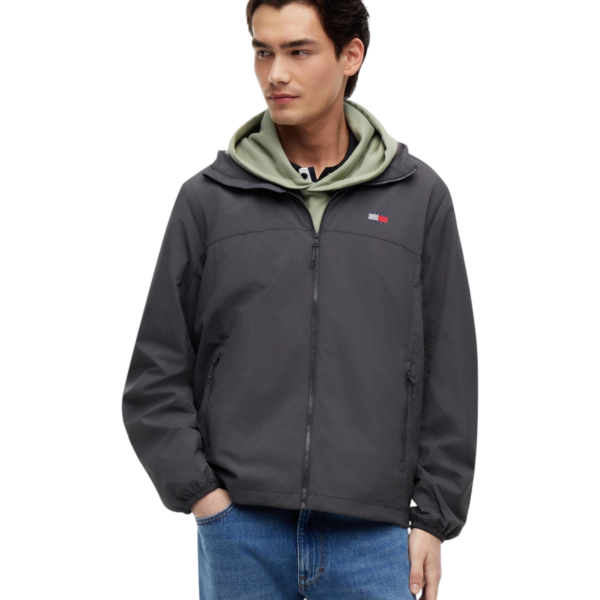 Tommy Hilfiger - Ανδρικό Αντιανεμικό Μεταβατικό Μπουφάν Chicago Packable Ripstop Relaxed Fit DM0DM23223-PT2 Γκρι DM0DM23223-PT2