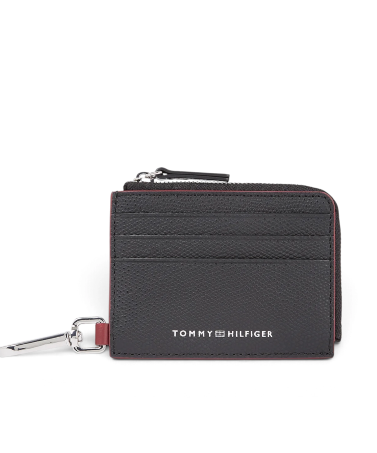 Tommy Hilfiger - Ανδρικό Δερμάτινο Πορτοφόλι Th Struc Leather Cc With Zip AM0AM11939-BDS Μαύρο