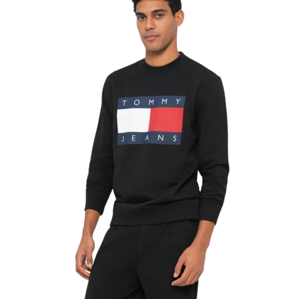 Tommy Hilfiger - Ανδρικό Φούτερ Big Flag Regular Fit DM0DM22643-0GJ Μαύρο DM0DM22643-0GJ