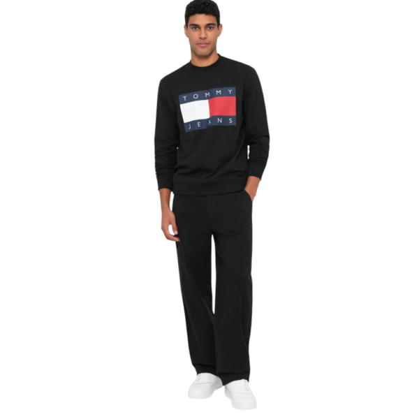 Tommy Hilfiger - Ανδρικό Φούτερ Big Flag Regular Fit DM0DM22643-0GJ Μαύρο DM0DM22643-0GJ