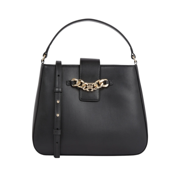 Tommy Hilfiger - Γυναικεία Τσάντα Ώμου/Χειρός Th Luxe Satchel AW0AW15606-BDS Μαύρο