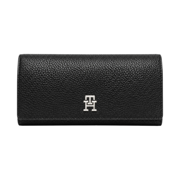Tommy Hilfiger - Γυναικείο Πορτοφόλι Th Emblem Lrg Flap Wallet AW0AW14651-BDS Μαύρο