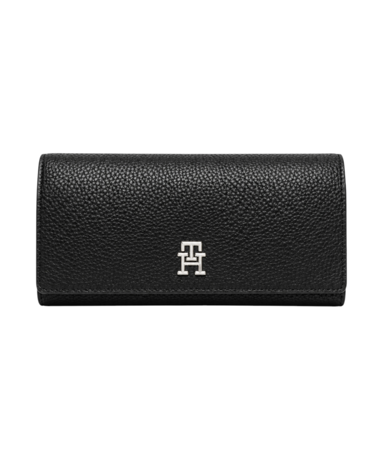 Tommy Hilfiger - Γυναικείο Πορτοφόλι Th Emblem Lrg Flap Wallet AW0AW14651-BDS Μαύρο