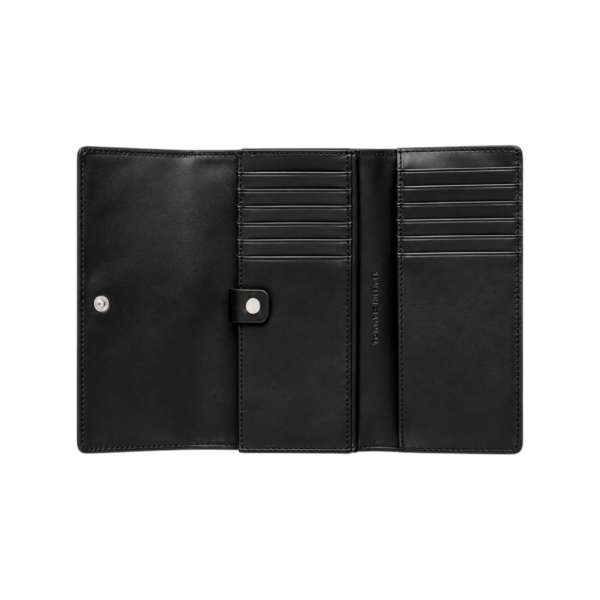 Tommy Hilfiger - Γυναικείο Πορτοφόλι Th Emblem Lrg Flap Wallet AW0AW14651-BDS Μαύρο AW0AW14651-BDS