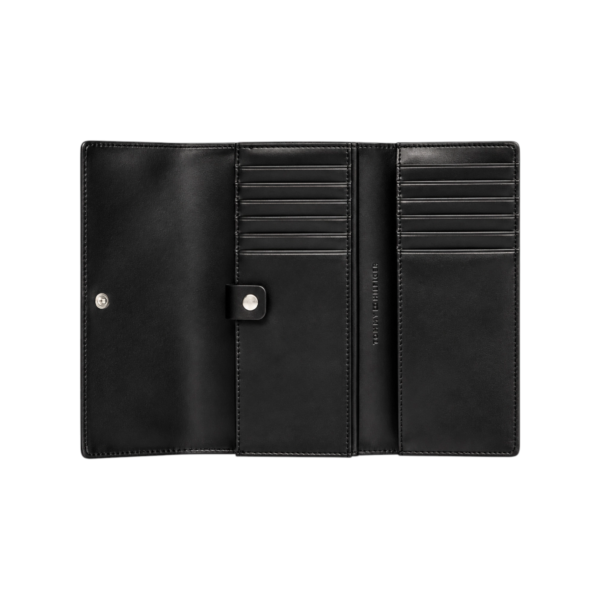 Tommy Hilfiger - Γυναικείο Πορτοφόλι Th Emblem Lrg Flap Wallet AW0AW14651-BDS Μαύρο AW0AW14651-BDS
