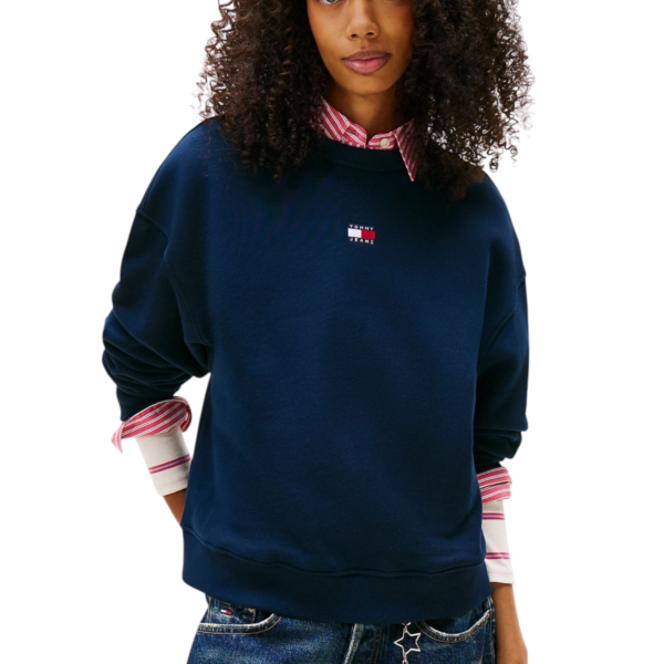 Tommy Hilfiger - Γυναικείο Φούτερ Badge crew ext Regular Fit DW0DW23297-C1G Μπλε Σκούρο