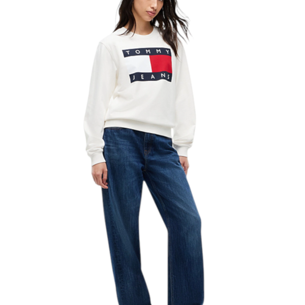 Tommy Hilfiger - Γυναικείο Φούτερ Flag Badge Crew Neck DW0DW23906-YBL Λευκό DW0DW23906-YBL