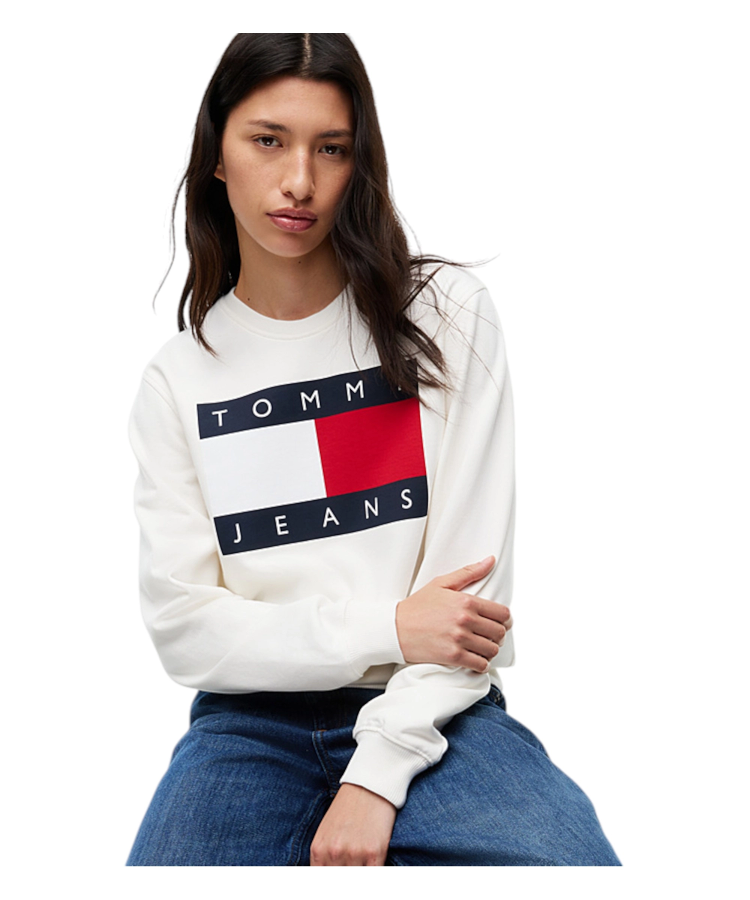 Tommy Hilfiger – Γυναικείο Φούτερ Flag Badge Crew Neck DW0DW23906-YBL Λευκό (2) Tommy Hilfiger - Γυναικείο Φούτερ Flag Badge Crew Neck DW0DW23906-YBL Λευκό DW0DW23906-YBL