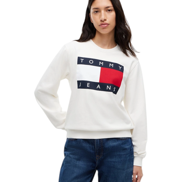 Tommy Hilfiger - Γυναικείο Φούτερ Flag Badge Crew Neck DW0DW23906-YBL Λευκό DW0DW23906-YBL