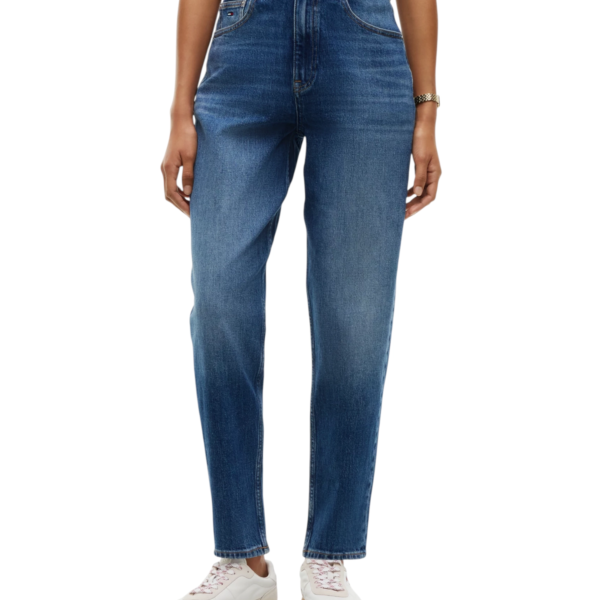 Tommy Hilfiger - Γυναικείο Ψηλόμεσο Παντελόνι Τζιν High Rise Tapered Mom Fit DW0DW23513-1BK Μπλε