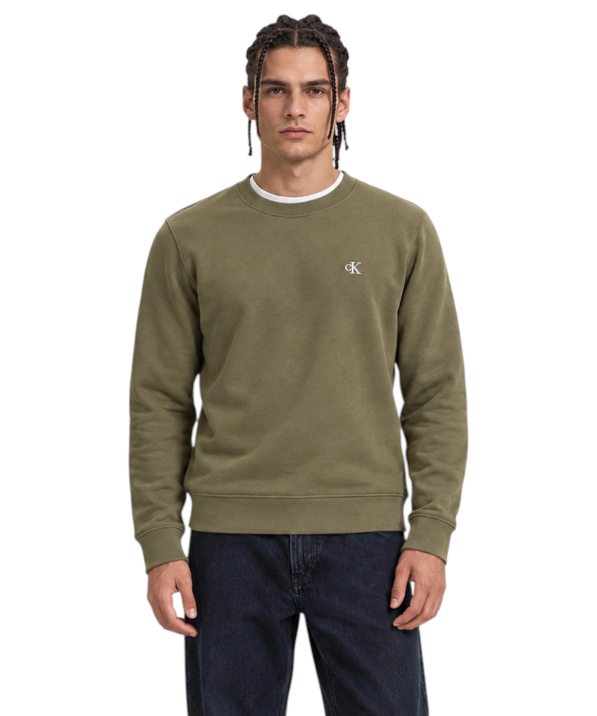 Calvin Klein - Ανδρική Μακρυμάνικη Φούτερ 350Terry Monogram Crewneck LV04RG275G-LI1 Λαδί