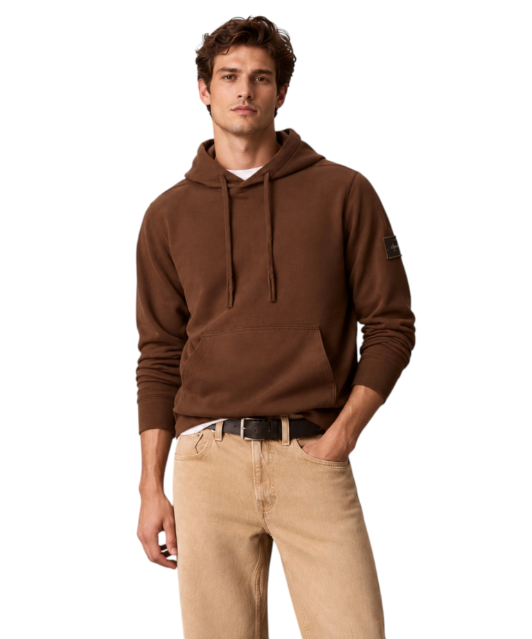 Calvin Klein - Ανδρικό Μακρυμάνικο Φούτερ 350terry Badge Hoodie LV04RJ201G-WFM Καφέ