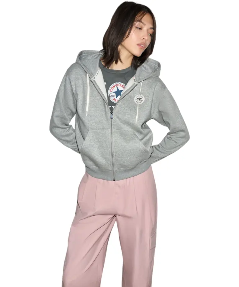 Converse - Γυναικεία Ζακέτα Φούτερ Signature CVW6H546-027 Γκρι