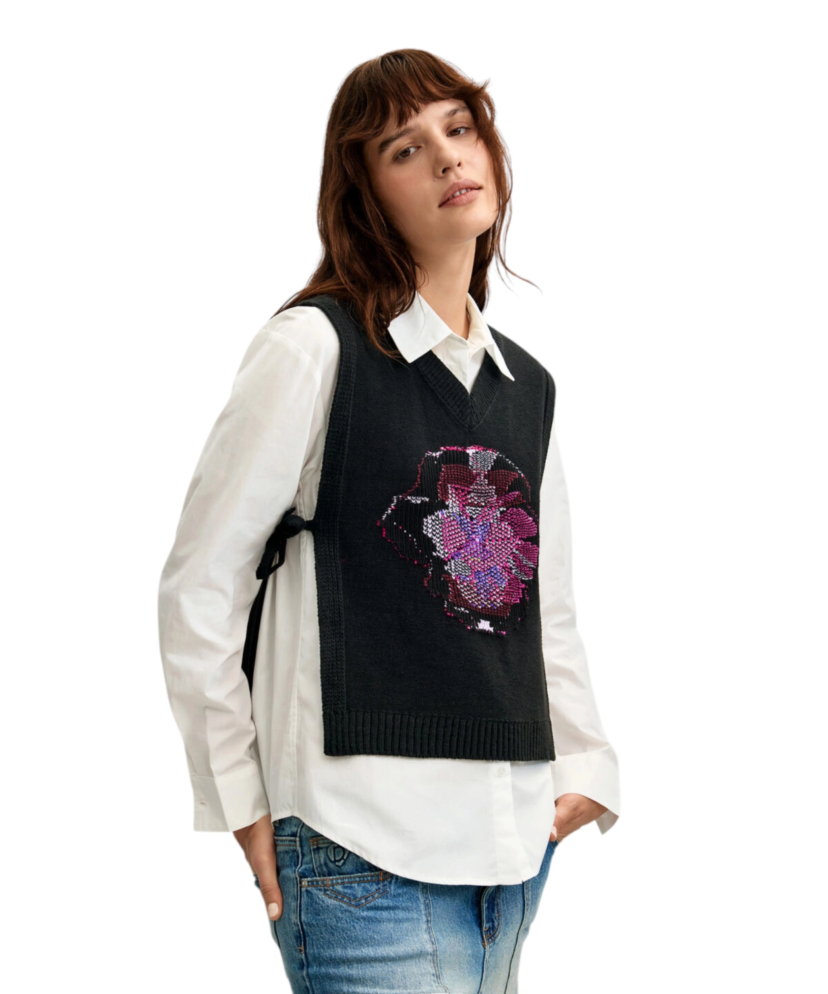 Desigual - Γυναικείo Πουκάμισο Hib Long-Sleeved 26WWCW08-2000 Μαύρο/Λευκό