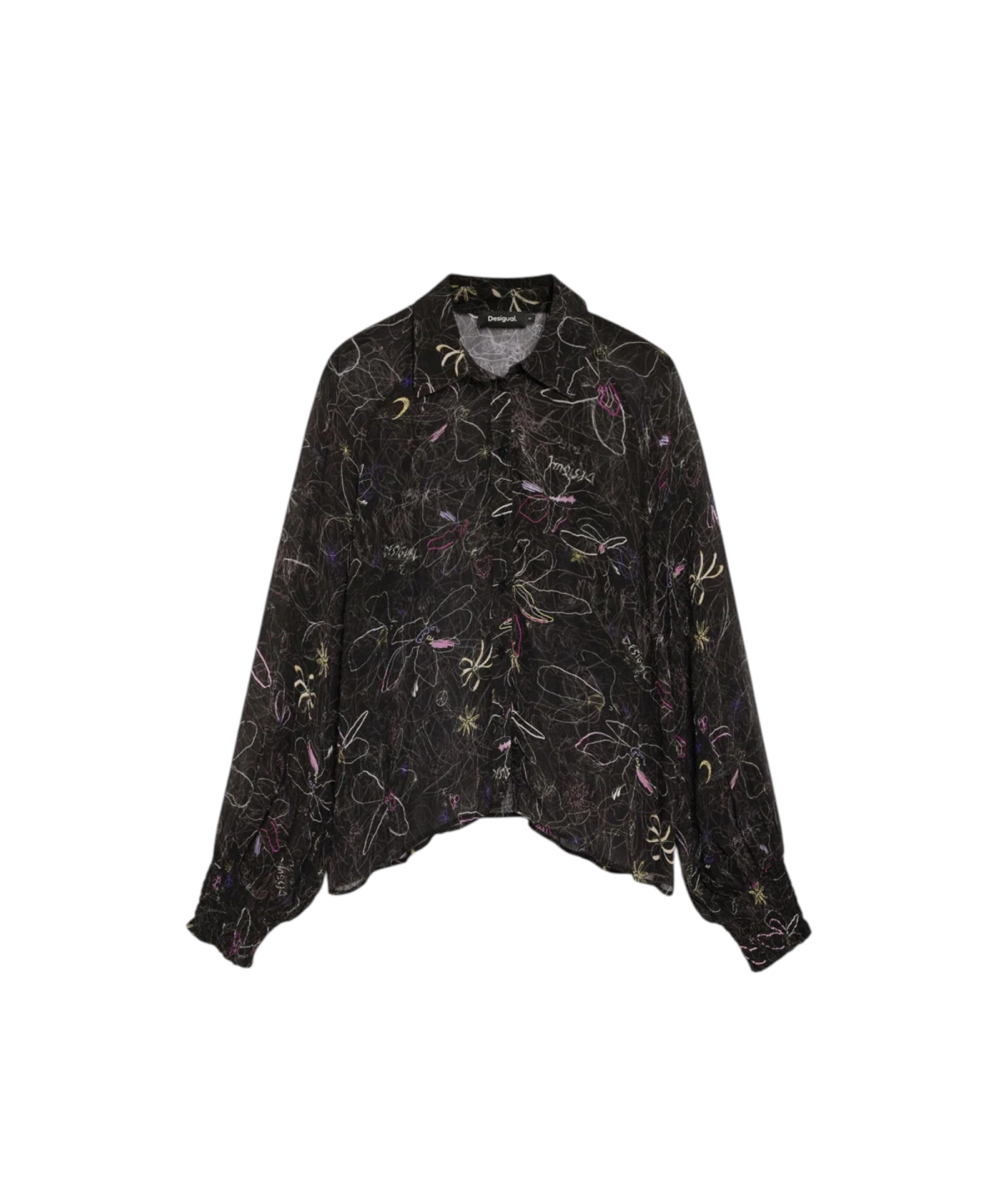 Desigual - Γυναικεία Ημιδιαφανής Μπλούζα Damask 26WWBW11-2000 Μαύρο με Σχέδια