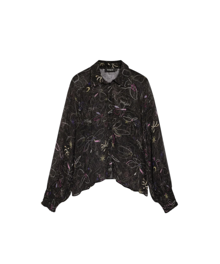 Desigual - Γυναικεία Ημιδιαφανής Μπλούζα Damask 26WWBW11-2000 Μαύρο με Σχέδια