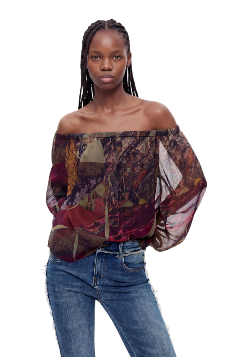 Desigual - Γυναικεία Μακρυμάνικη Μπλούζα Paris 26WWBW03-4092 Χακί/Μπορντό