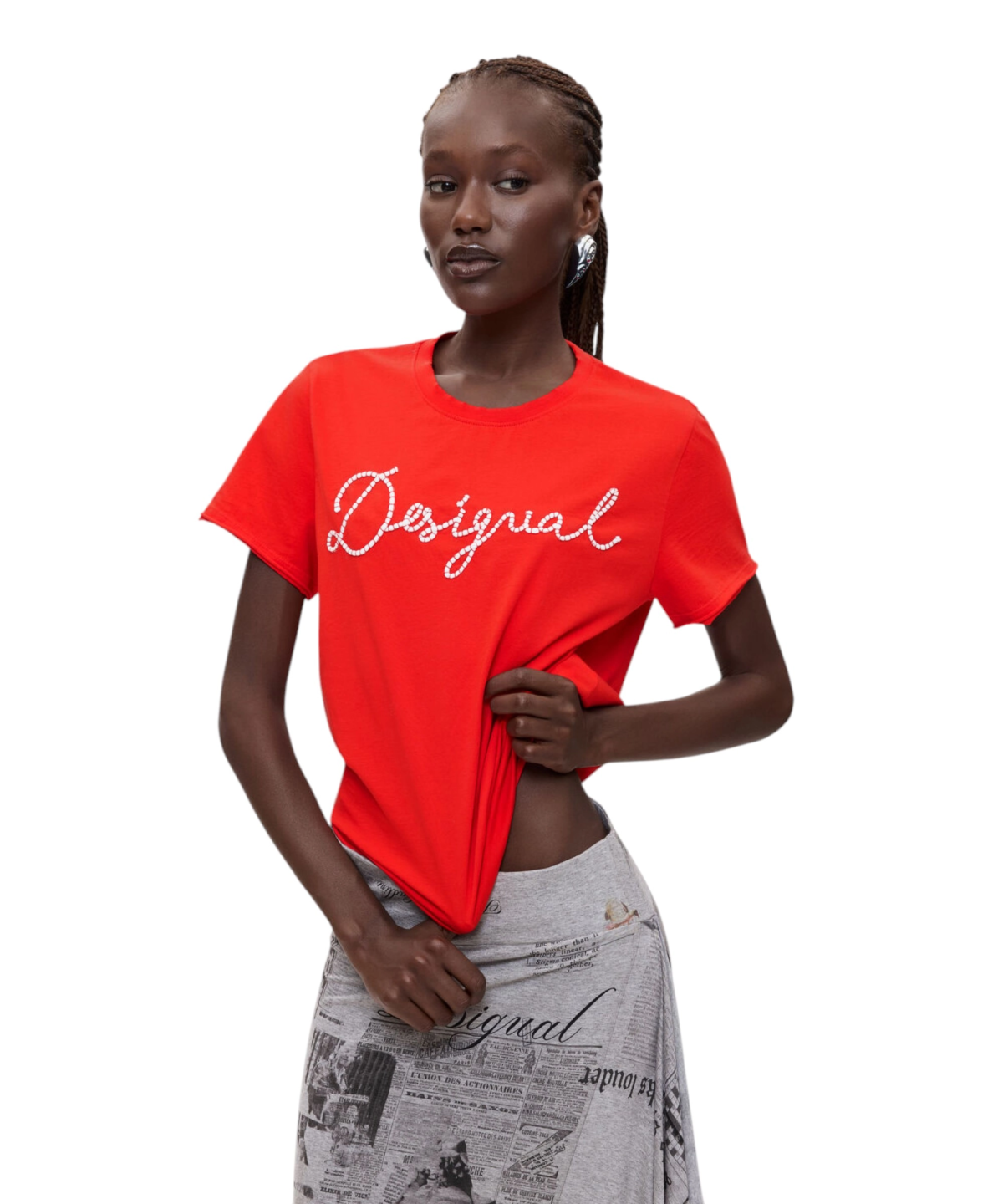 Desigual - Γυναικείο Βαμβακερό Μπλουζάκι Neena 26WWTK39-3069 Κόκκινο