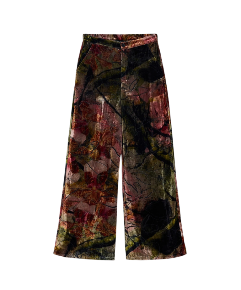 Desigual - Γυναικείο Βελούδινο Παντελόνι Orchid M.C. Lacroix 26WWPW16-3021 Μπορντό/Πράσινο