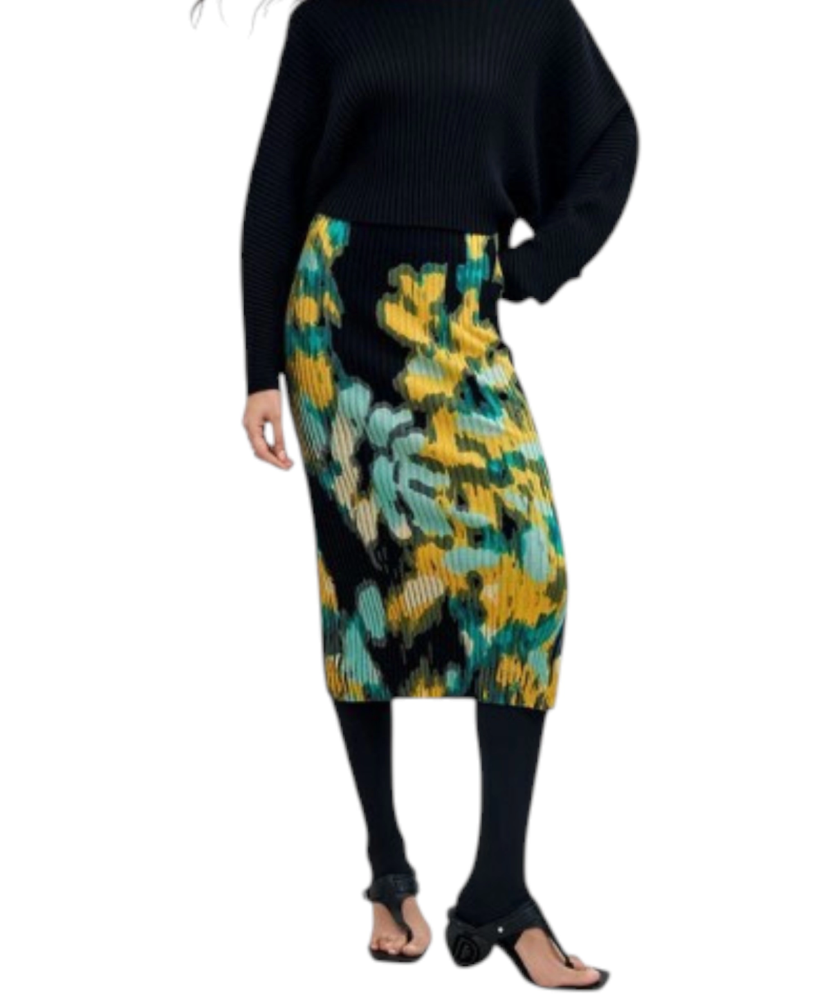 Desigual - Γυναικείο Μακρύ Φόρεμα Pauline 26WWVF01-8006 Μαύρο / Κίτρινο