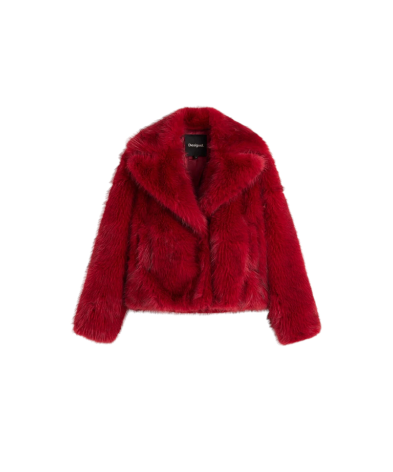 Desigual - Γυναικείο Παλτό από Συνθετική Γούνα Crudelia 26WWEW55-3029 Σκούρο Κόκκινο