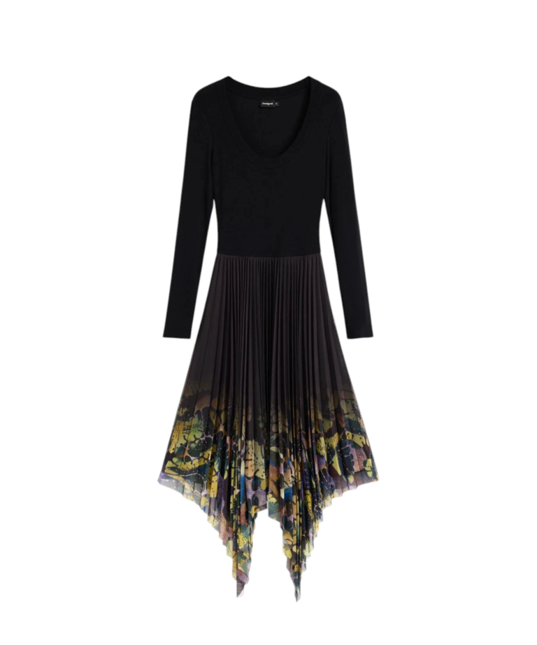 Desigual - Γυναικείο Πλεκτό Μίντι Φόρεμα Alba 26WWVW12-2000 Μαύρο με Σχέδια