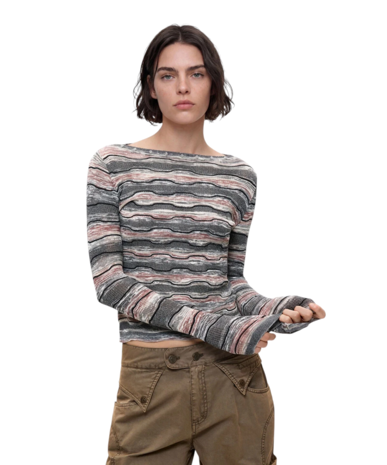 Desigual - Γυναικείο Πλεκτό Πουλóβερ Burt 26WWJF34-2008 Γκρι Ριγέ