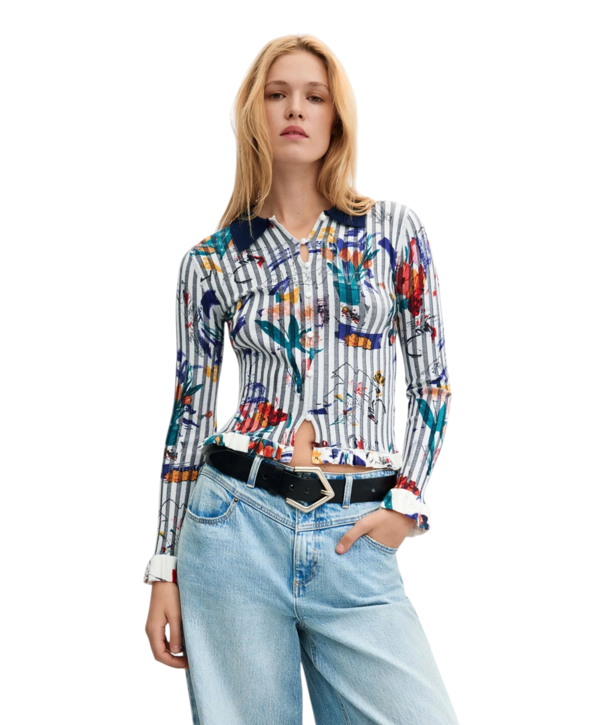 Desigual - Γυναικείο Πλεκτό Πουλóβερ Flowpock 26WWJF30-1022 Πολύχρωμο