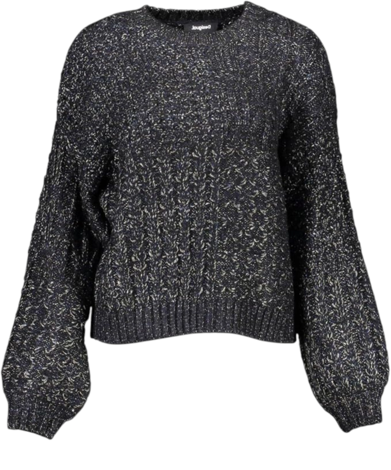 Desigual - Γυναικείο Πλεκτό Πουλóβερ Larache 21WWJFBM-2000 Μαύρο/Μεταλλιζέ