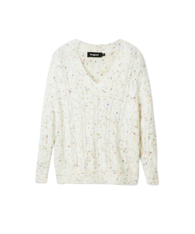 Desigual - Γυναικείο Πλεκτό Πουλóβερ Lucca 23WWJF84-1001 Λευκό