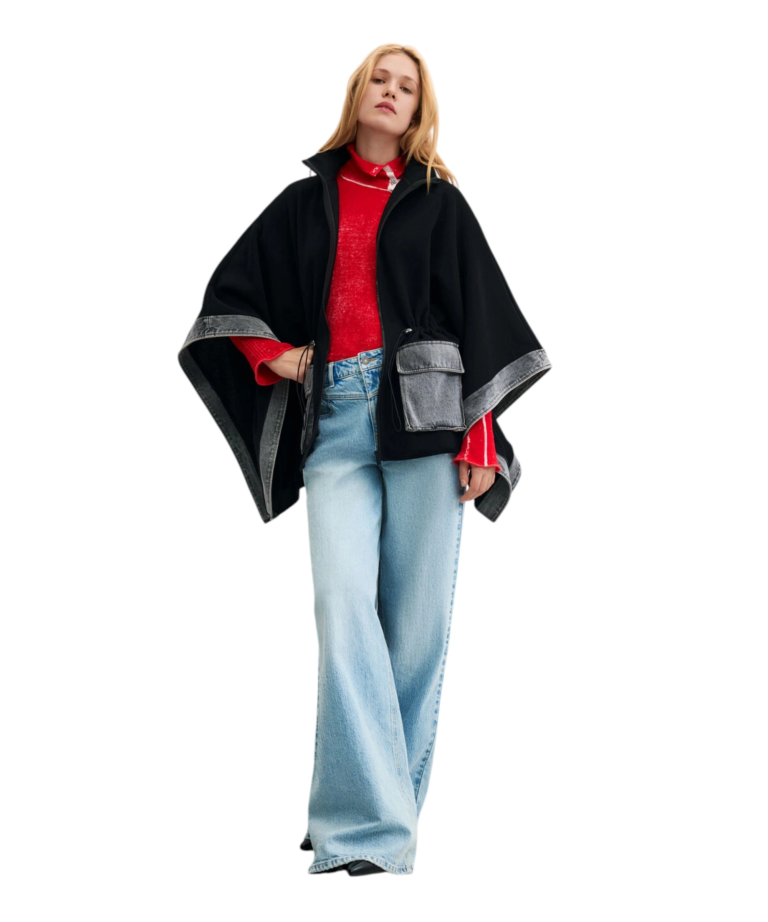 Desigual - Γυναικείο Πόντσο Aldama Denim 26WAIA29-2000 Μαύρο