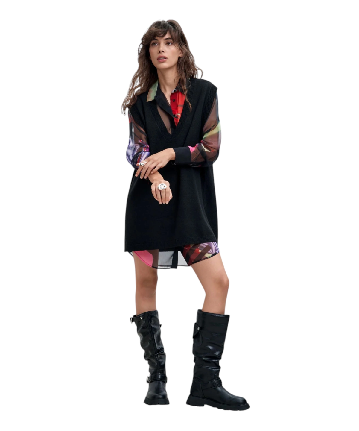 Desigual - Γυναικείο Φόρεμα Mamen 26WWVW43-2000 Μαύρο/Πολύχρωμο