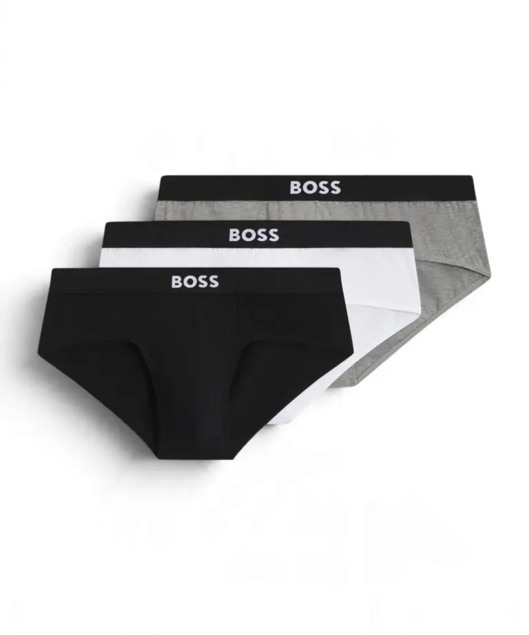 Hugo Boss - Ανδρικά Σλιπ 3Pack Hipbr 50546561-999 Μαύρο/Γκρι/Λευκό
