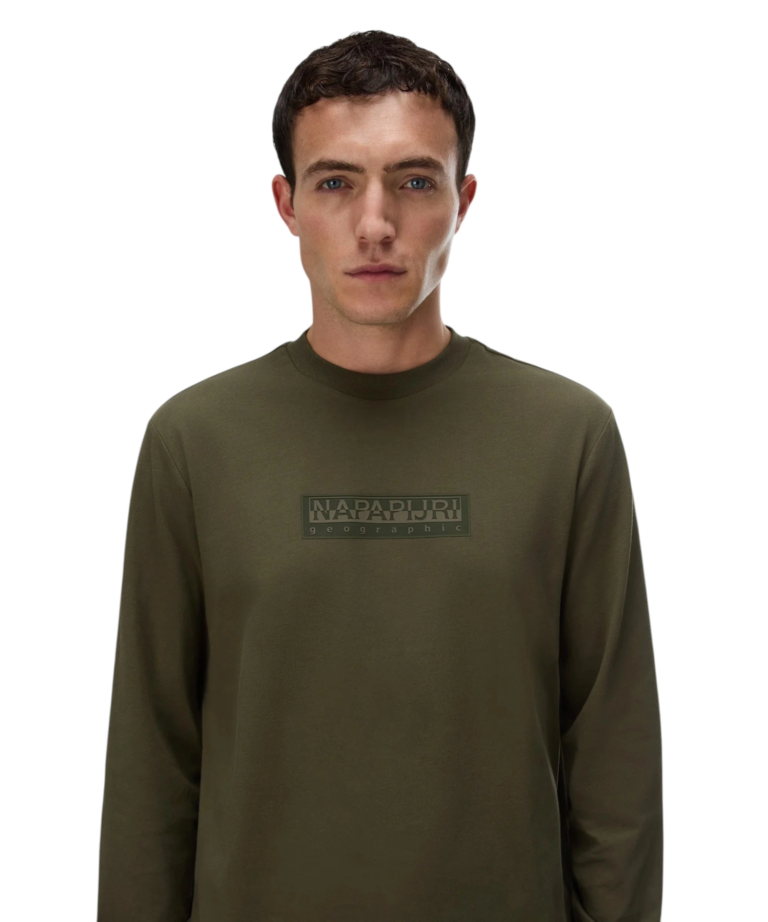 Napapijri - Ανδρικό T-Shirt S-Box Logo NP0A8BC5-G1F Λαδί