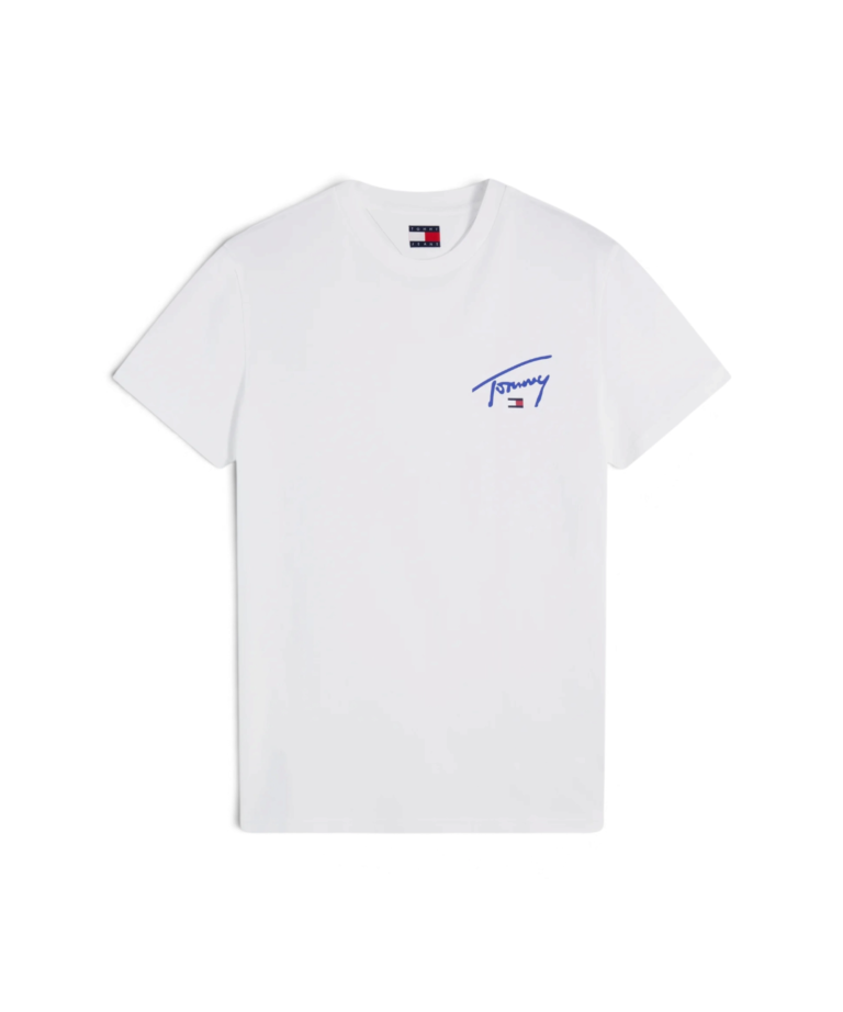 Tommy Hilfiger - Ανδρικό T-shirt Signature Chest Slim Fit DM0DM23550-YBL Λευκό