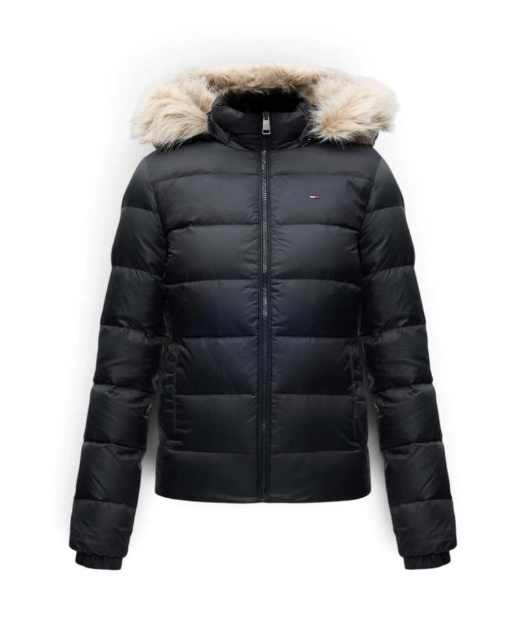 Tommy Hilfiger - Γυναικείο Μπουφάν Πουπουλένιο Basic Hooded Down Slim Fit DW0DW18312-BDS Μαύρο