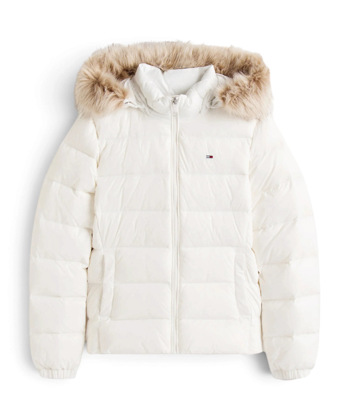 Tommy Hilfiger - Γυναικείο Μπουφάν Πουπουλένιο Basic Hooded Down Slim Fit DW0DW18312-YBL Εκρού