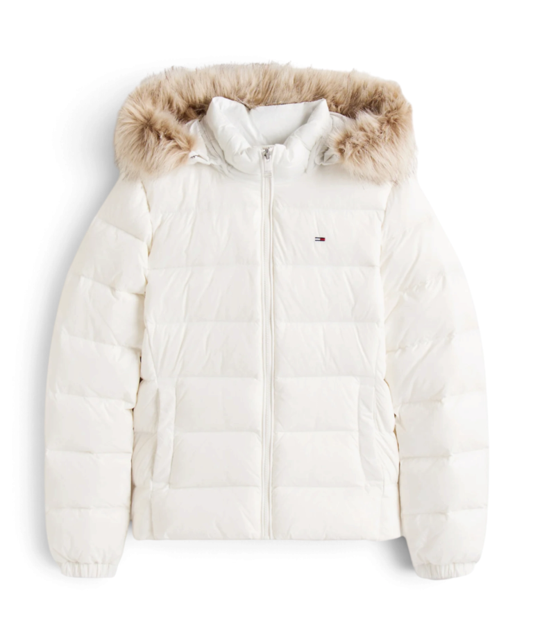 Tommy Hilfiger - Γυναικείο Μπουφάν Πουπουλένιο Basic Hooded Down Slim Fit DW0DW18312-YBL Εκρού